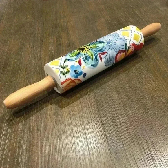 Beautiful Hand Painted Ceramic 9” Rolling Pin - Picture 4 of 5